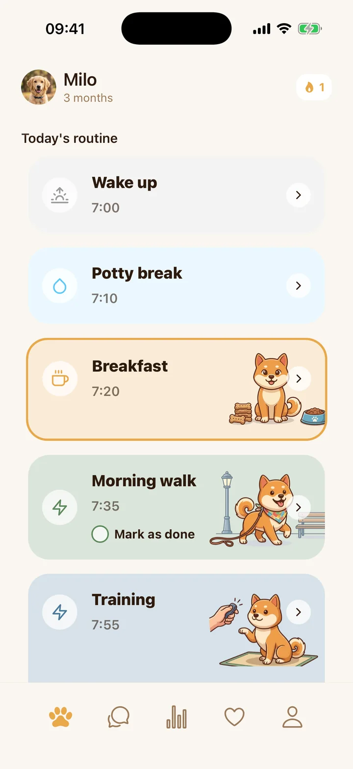 Taily’s daily schedule for a puppy